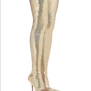 Balenciaga Gold Knife Over the Knee Sequined Boots ❌sold❌